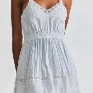 LoveShackFancy NWT light Blue Lace Trim Mini Dress